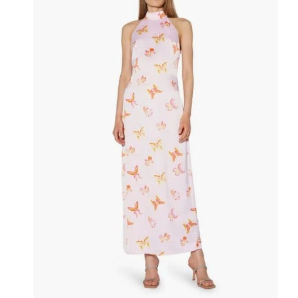 Something New Halter Open Back Maxi Dress Womens Small Pink New Butterfly